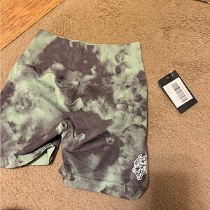 Darc Sport Green and Black Tie-Dye Bike Shorts